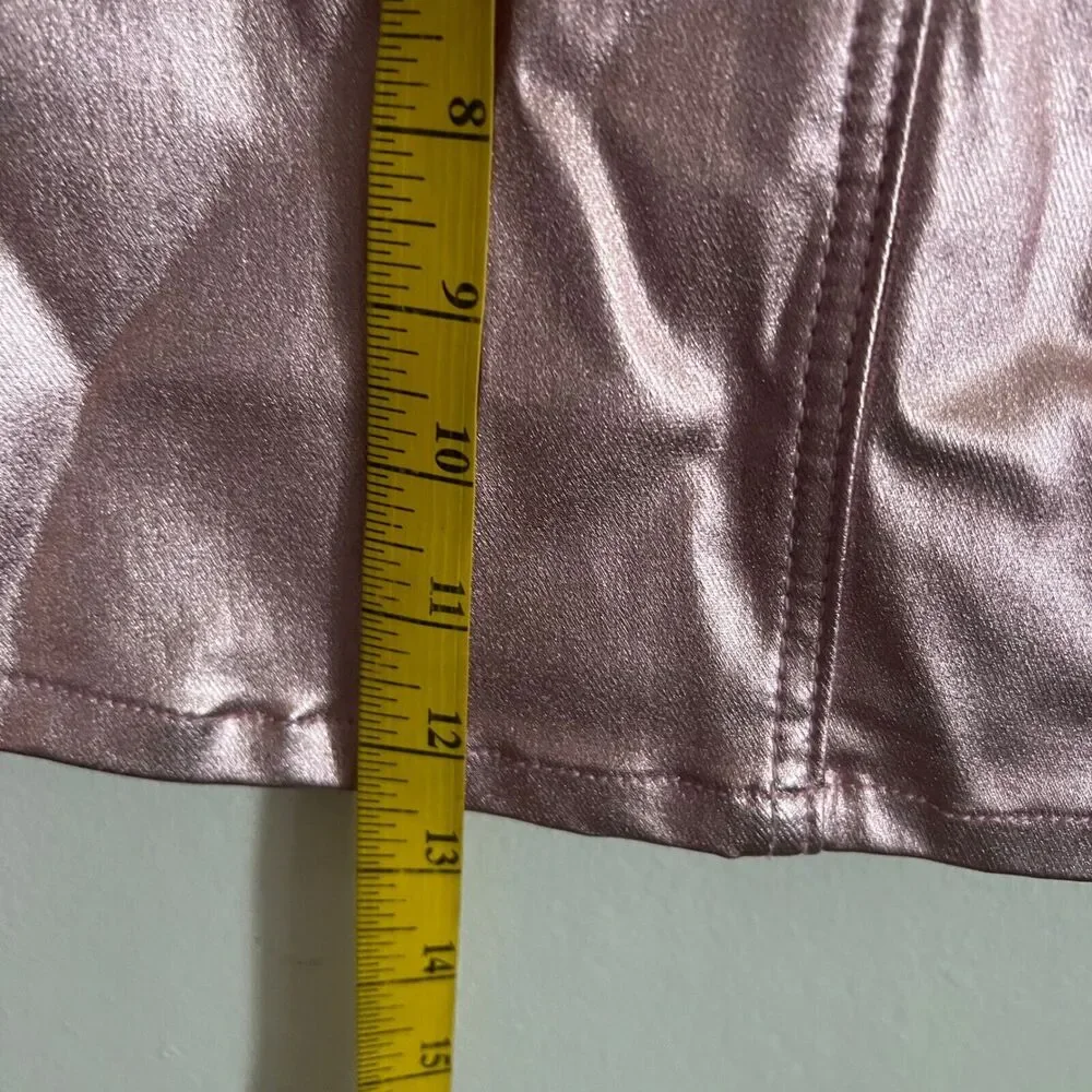 Pink Metallic Mini Skirt, Cyber Y2K, Festival, Rave, Small,‎ Bratz, Futuristic
